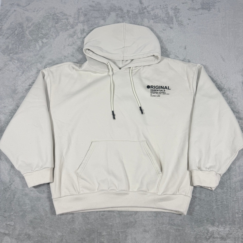 DR Essentials Mens Large Hoodie Cream Original Essentials Graphic Streetwear